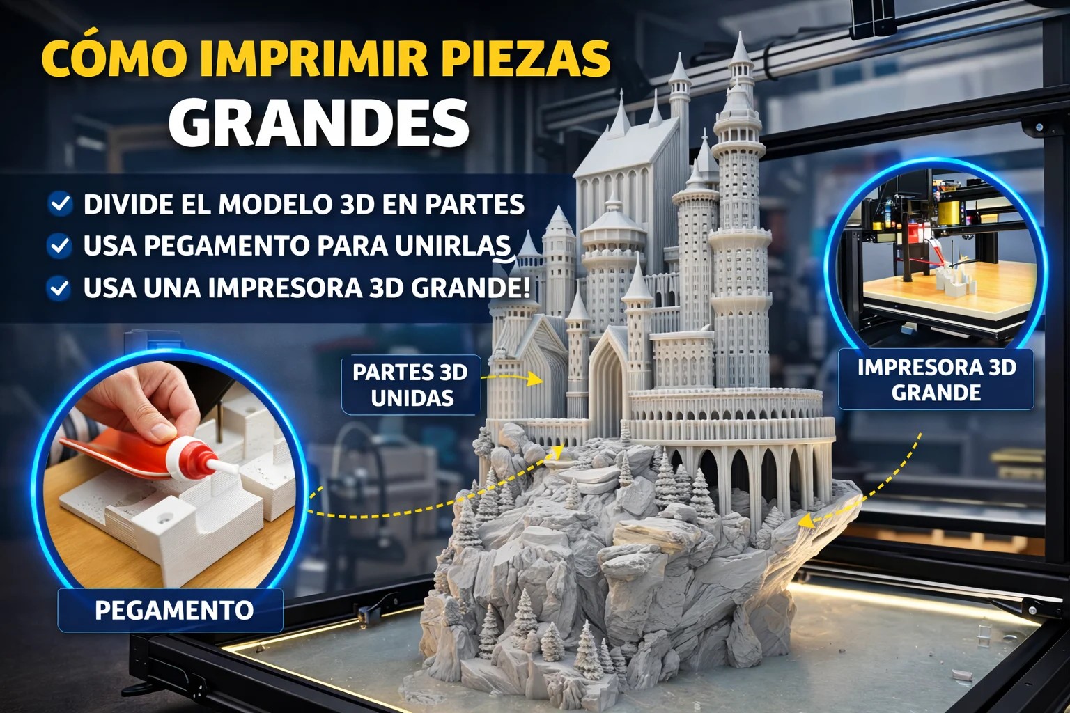como imprimir piezas grandes en una impresora 3d