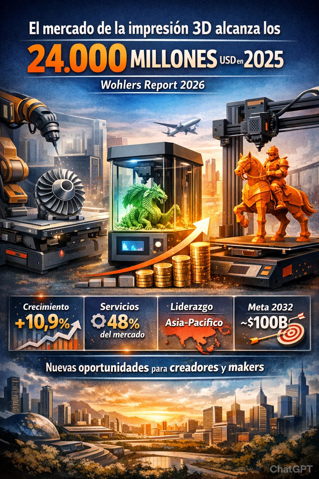 El mercado de la impresión 3D alcanza los 24.000 millones en 2025 qué cambia para los creadores en 2026